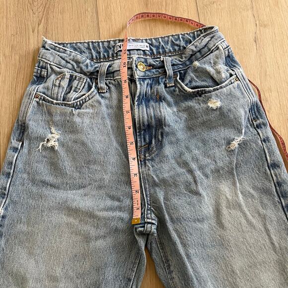 Zara Women’s High Rise Distressed Mom Jean Sz 0 - Picture 7 of 8